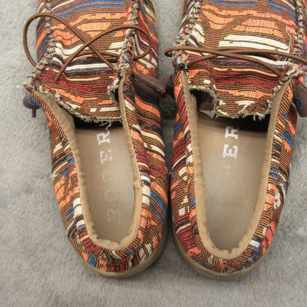 Roper Aztec Mens Shoes 9 Brown‎ Southwestern Slip On Lace-Up Shoes Loafer Casual